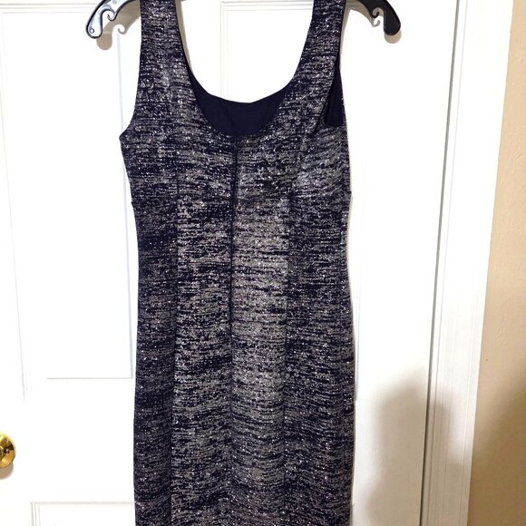 Textured Navy & Silver Sparkle Sleeveless Sheath Dress – Size S - Picture 4 of 9